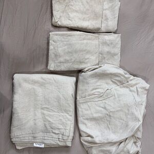 Quince cream bamboo line bedsheet, queen